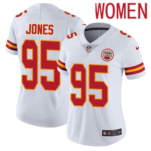 Cheap Women Kansas City Chiefs 95 Chris Jones Nike White Vapor Limited NFL Jersey